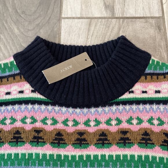NWT J. Crew Fair Isle Cozy Multicolor Mock Neck Wool Blend Sweater Sz XS - Picture 3 of 10